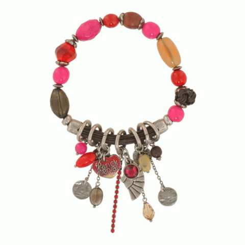 Браслет из коралла, перламутра и кварца SENORITA half stretch bracelet