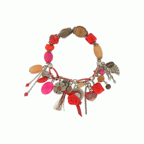 Браслет из коралла, перламутра и кварца SENORITA half stretch bracelet w/ chain