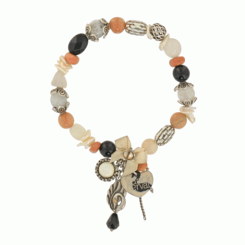 Браслет из оникса, жемчуга и перламутра NINA stretch bracelet