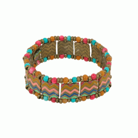 Браслет из агата, перламутра и родонита VIBRATION square pces bracelet