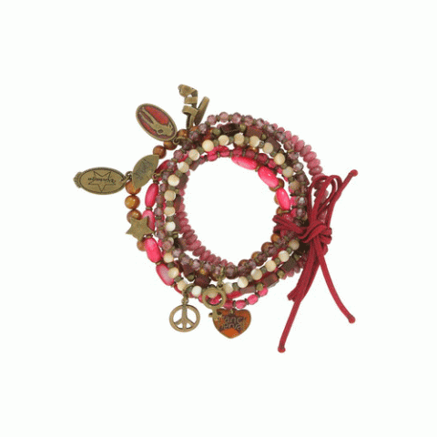Браслет из родонита и розового перламутра CHARLIE 7 stretch bracelets