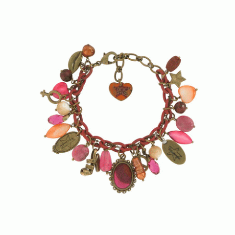 Браслет из родонита и розового перламутра CHARLIE multidangles bracelet