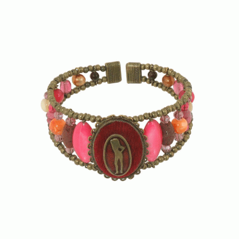 Браслет из родонита и розового перламутра CHARLIE C-shape bracelet