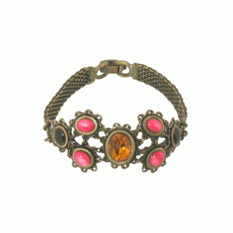 Браслет из родонита и розового перламутра CHARLIE bracelet w/ 7 oval