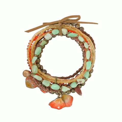 Браслет из розового перламутра и авантюрина CAPUCINE set of 7 stretch bracelets