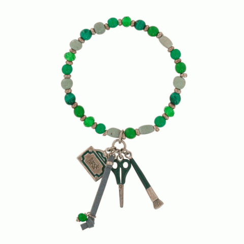 Браслет из розового перламутра и нефрита P'TIT NICOLAS green stretch bracelet