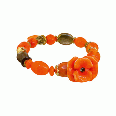 Браслет из розового перламутра и коралла COLCHIC big stretch bracelet