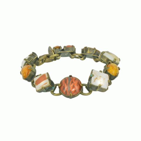 Браслет из стекляруса и ракушки кумаси MESANGE ROUSSE multi materials bracelet