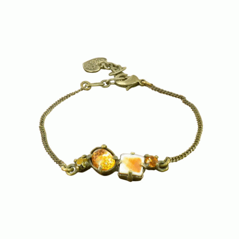Браслет из стекляруса и ракушки кумаси MESANGE ROUSSE thin bracelet w/ 4 elements