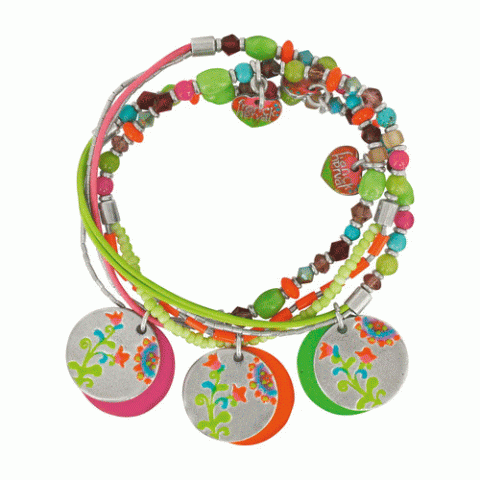 Браслет из говлита и нефрита GIPSY 3 half stretch bracelets