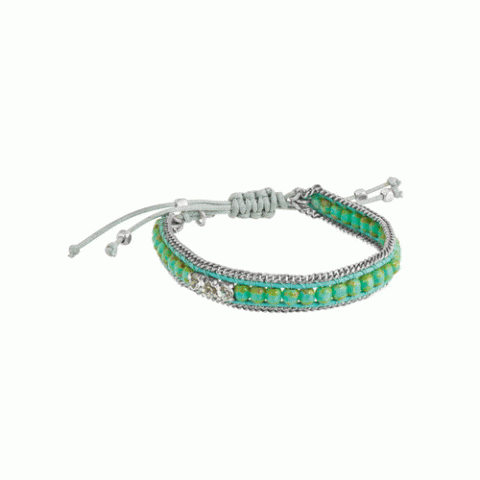 Браслет из араукарии и черного перламутра MESANGE BLEUE button bracelet