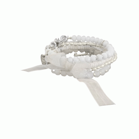 Браслет из перламутра и горного хрусталя DAME BLANCHE 5 stretch bracelets