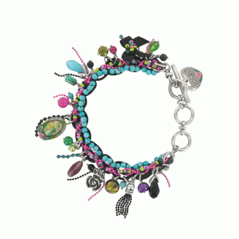 Браслет из аметиста и малахита Liberty Chere multidangles