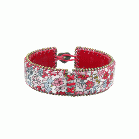 Браслет из коралла, жемчуга, нефрита и текстиля LEONIE LIBERTY 13--60781