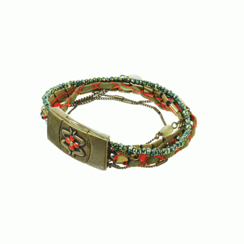 Браслет из лабрадорита, коралла, кварца и унакита MILENA 13--60822