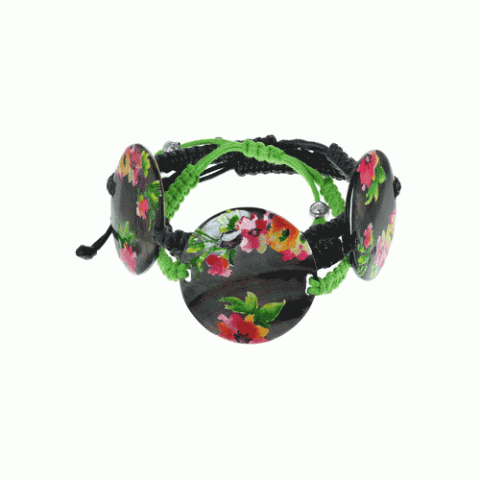 Браслет из ракушки Black Lip и кристаллов Сваровски FLORA 13--60893