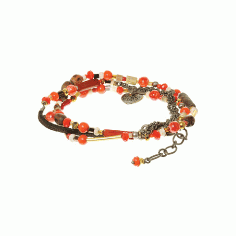 Браслет из бамбукового коралла, ракушки, сибукао и Сваровски MALINKA 13--60944