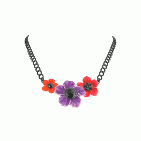 Колье из нефрита и кристаллов Сваровски BOUQUET 15--1111M