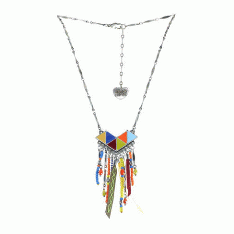 Колье из аквамарина, коралла, нефрита и Сваровски SELENA 15--60974