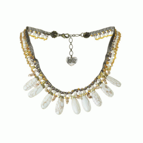 Колье из говлита, рога Зебу, кварца и кристаллов Сваровски FAUSTINE 15--61000