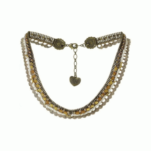 Колье из говлита, рога Зебу, кварца и кристаллов Сваровски FAUSTINE 15--61001