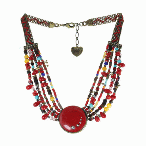 Колье из граната, коралла, гематита и ракушки ECUADOR 15--61073