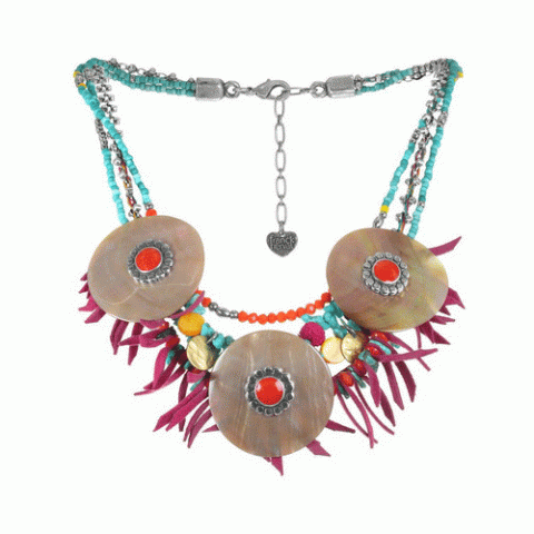 Колье из коралла, нефрита, говлита и тигровой ракушки CHIARA 15--61082