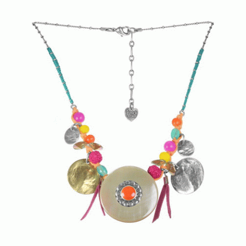 Колье из коралла, нефрита, говлита и тигровой ракушки CHIARA 15--61086