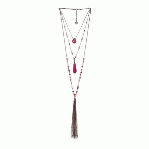 Колье из коралла, тигрового глаза, нефрита и кожи змеи THALIA 15--61092