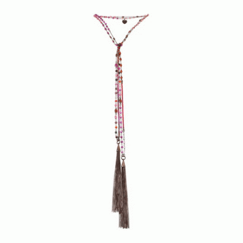 Колье из коралла, тигрового глаза, нефрита и кожи змеи THALIA 15--61093