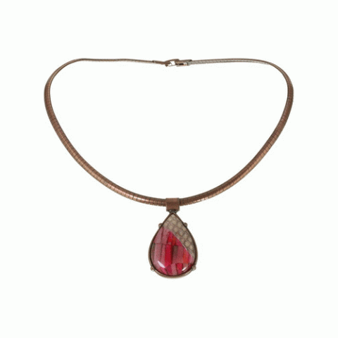 Колье из коралла, тигрового глаза, нефрита и кожи змеи THALIA 15--61095
