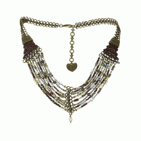 Колье из гематита, рога, кварца и кристаллов Сваровски CYBELE 15--61103