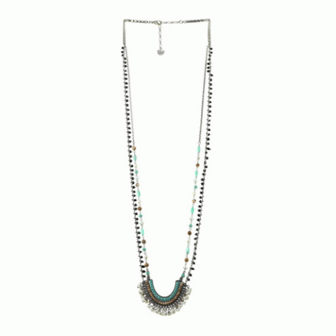 Колье из амазонита, яшмы, кокоса и Сваровски SEZANE 15--61120