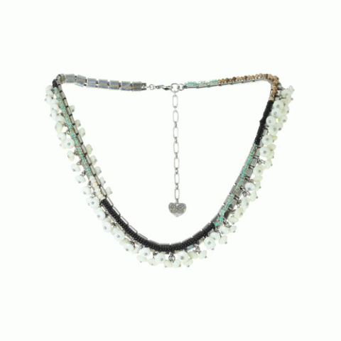 Колье из амазонита, яшмы, кокоса и Сваровски SEZANE 15--61121