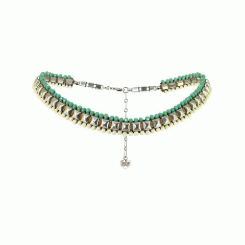 Колье из амазонита, яшмы, кокоса и Сваровски SEZANE 15--61122