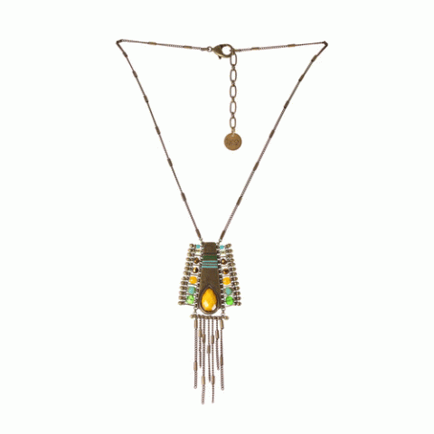 Колье из бусин, рога, семян Тагуа и кристаллов Swarovski ANOUK 15--61150