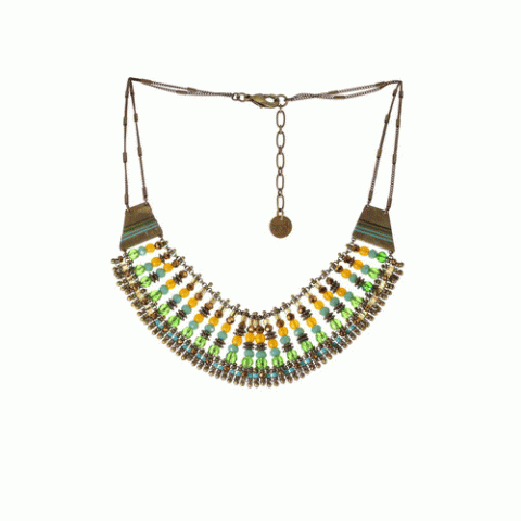 Колье из бусин, рога, семян Тагуа и кристаллов Swarovski ANOUK 15--61151