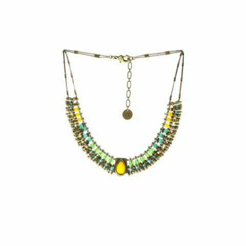 Колье из бусин, рога, семян Тагуа и кристаллов Swarovski ANOUK 15--61152