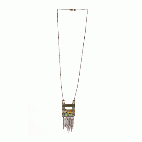 Колье из бусин, рога, семян Тагуа и кристаллов Swarovski ANOUK 15--61153