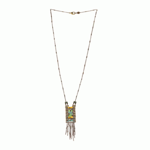 Колье из бусин, рога, семян Тагуа и кристаллов Swarovski ANOUK 15--61154