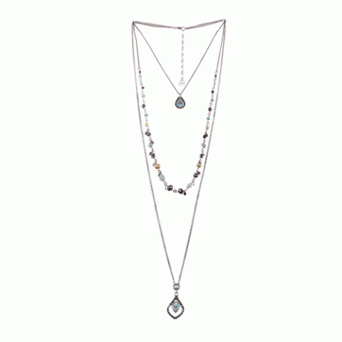 Колье из амазонита, жемчуга, гематита и кристаллов Swarovski ISALINE 15--61162