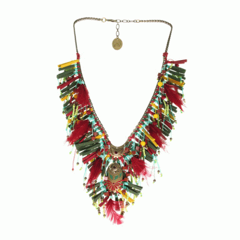 Колье из авантюрина, коралла, нефрита, яшмы и замши WANITA 15--61190