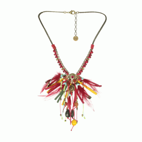Колье из авантюрина, коралла, нефрита, яшмы и замши WANITA 15--61192