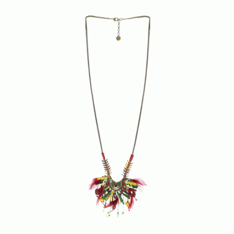 Колье из авантюрина, коралла, нефрита, яшмы и замши WANITA 15--61193