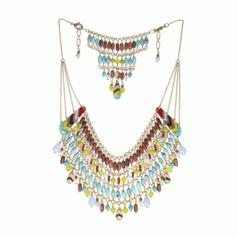 Колье из амазонита, говлита, дерева Байонг и Сибукао TAMARA 15--61292