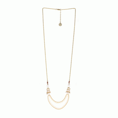 Колье из яшмы, дерева Байонг, моллюсков и Swarovski ALICIA 15-61311