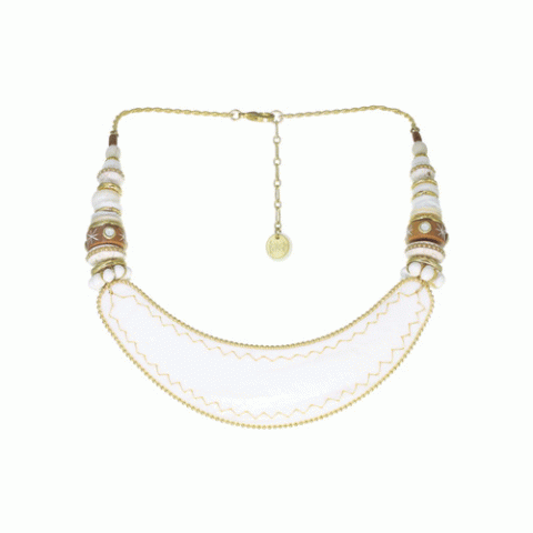 Колье из яшмы, дерева Байонг, моллюсков и Swarovski ALICIA 15-61312