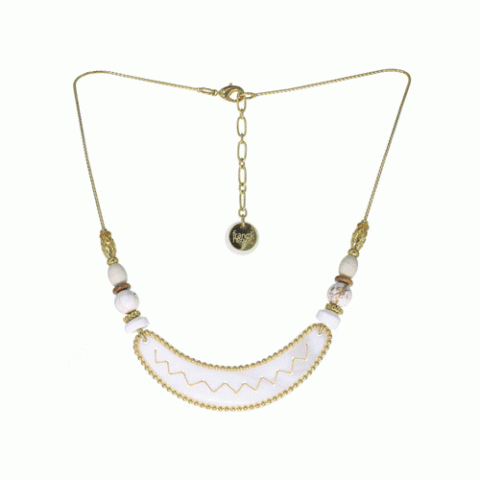 Колье из яшмы, дерева Байонг, моллюсков и Swarovski ALICIA 15-61313
