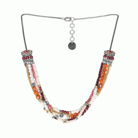 Колье из жемчуга, хрустальных бусин, трокаса и кожи ANOUSH 15-61324
