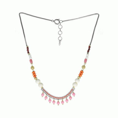 Колье из жемчуга, хрустальных бусин, трокаса и кожи ANOUSH 15-61326